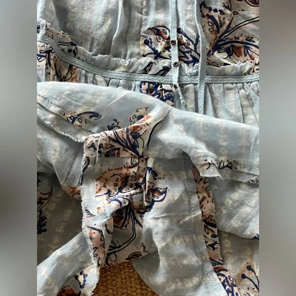 NWOT! Free People light blue floral romper. XS, Medium. Pockets! - Picture 13 of 16